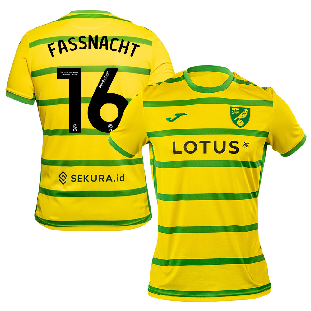 Christian Fassnacht 16 Norwich City 2023/24 Home Men Jersey – Yellow