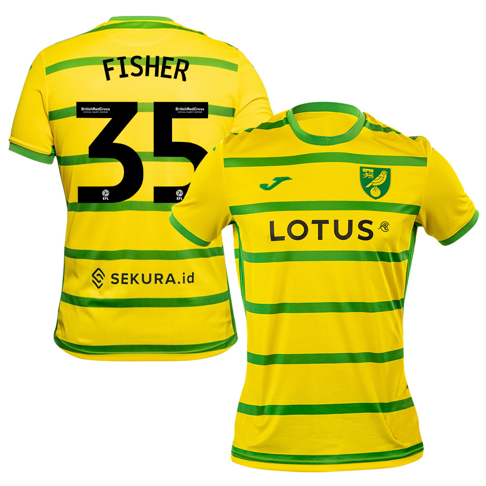 Kellen Fisher 35 Norwich City 2023/24 Home Men Jersey – Yellow