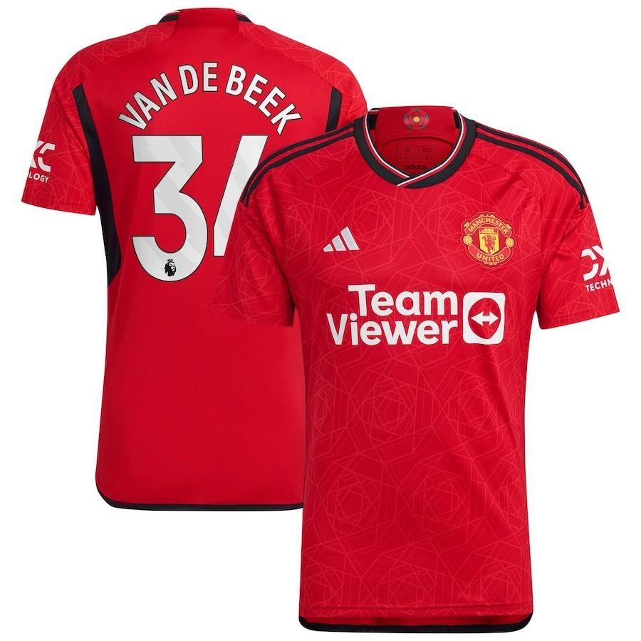 Donny Van De Beek 34 Manchester United 2023-24 Home Men Jersey – Red