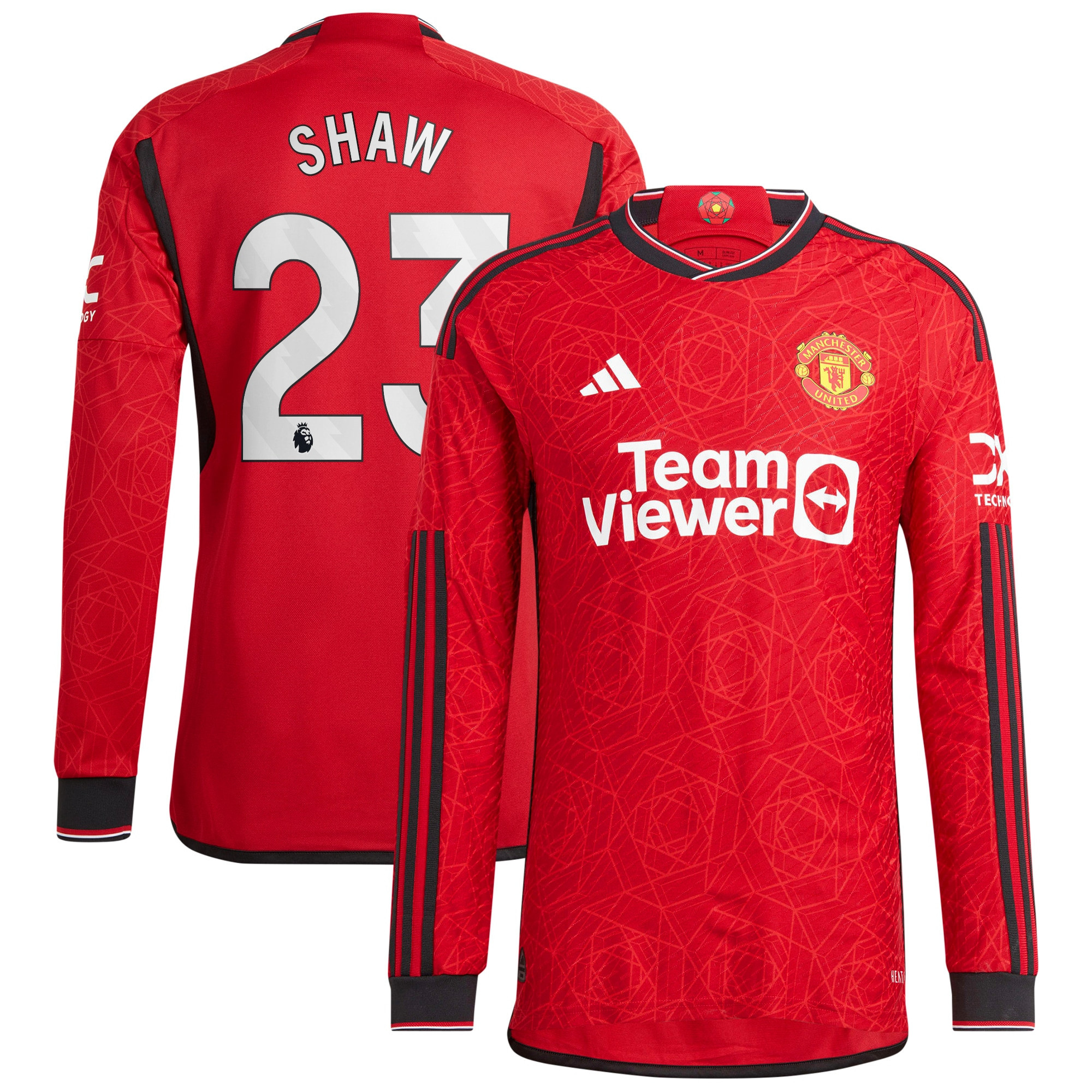 Luke Shaw 23 Manchester United 2023-24 Home Men Jersey – Long Sleeve