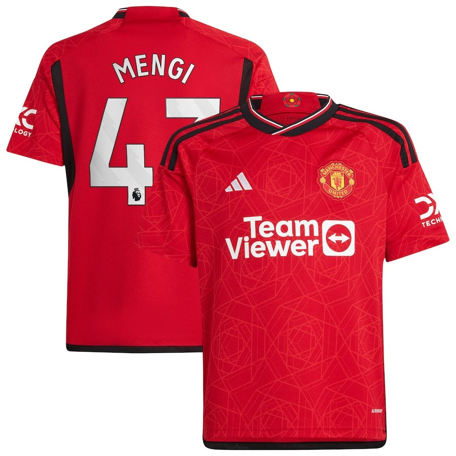 Teden Mengi 43 Manchester United 2023-24 Youth Home Jersey – Red