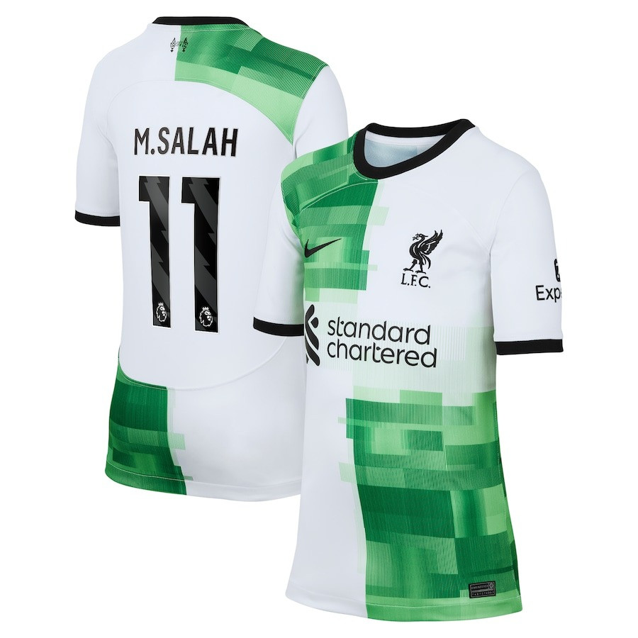 Mohamed Salah 11 Liverpool 2023/24 Away Youth Jersey – White