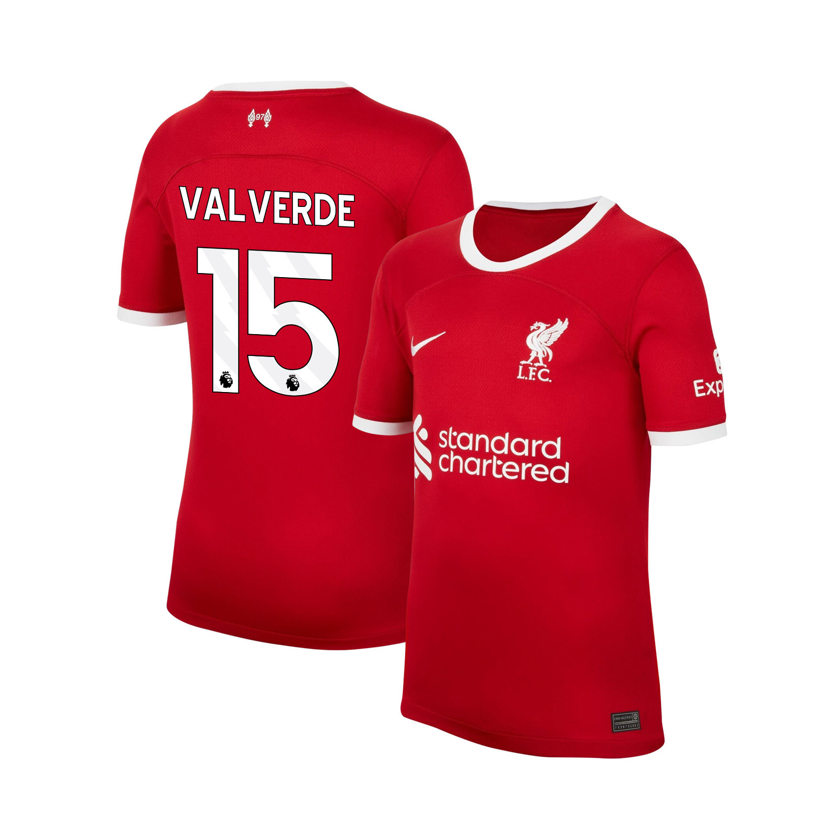 Federico Valverde 15 Liverpool 2023-24 Home Jersey – YOUTH Red