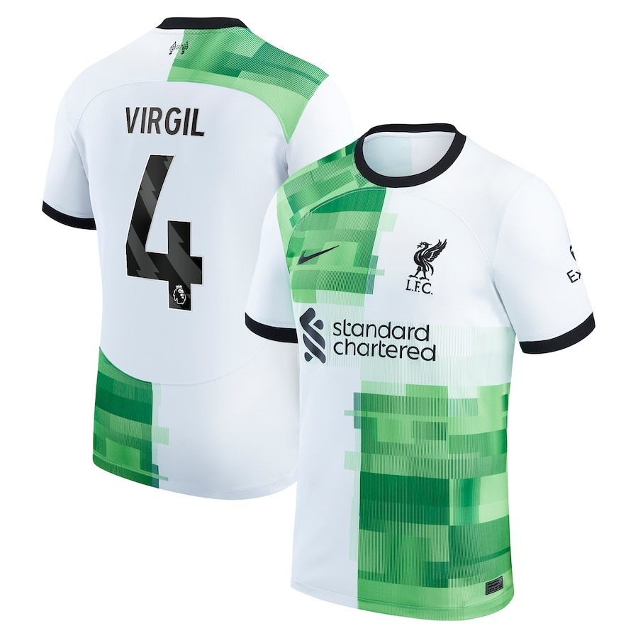 Virgil van Dijk 4 Liverpool 2023/24 Away Men Jersey – White