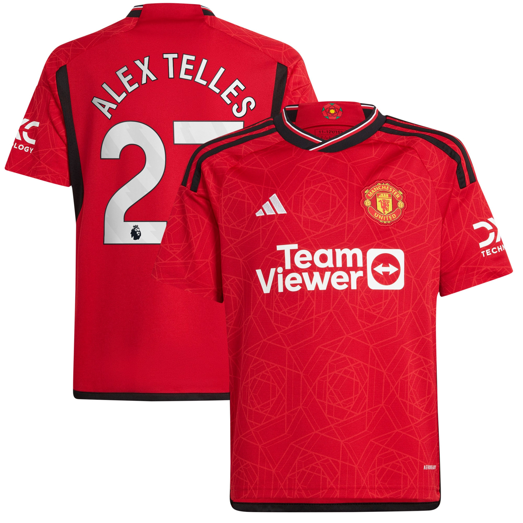 Alex Telles 27 Manchester United 2023-24 Youth Home Jersey – Red