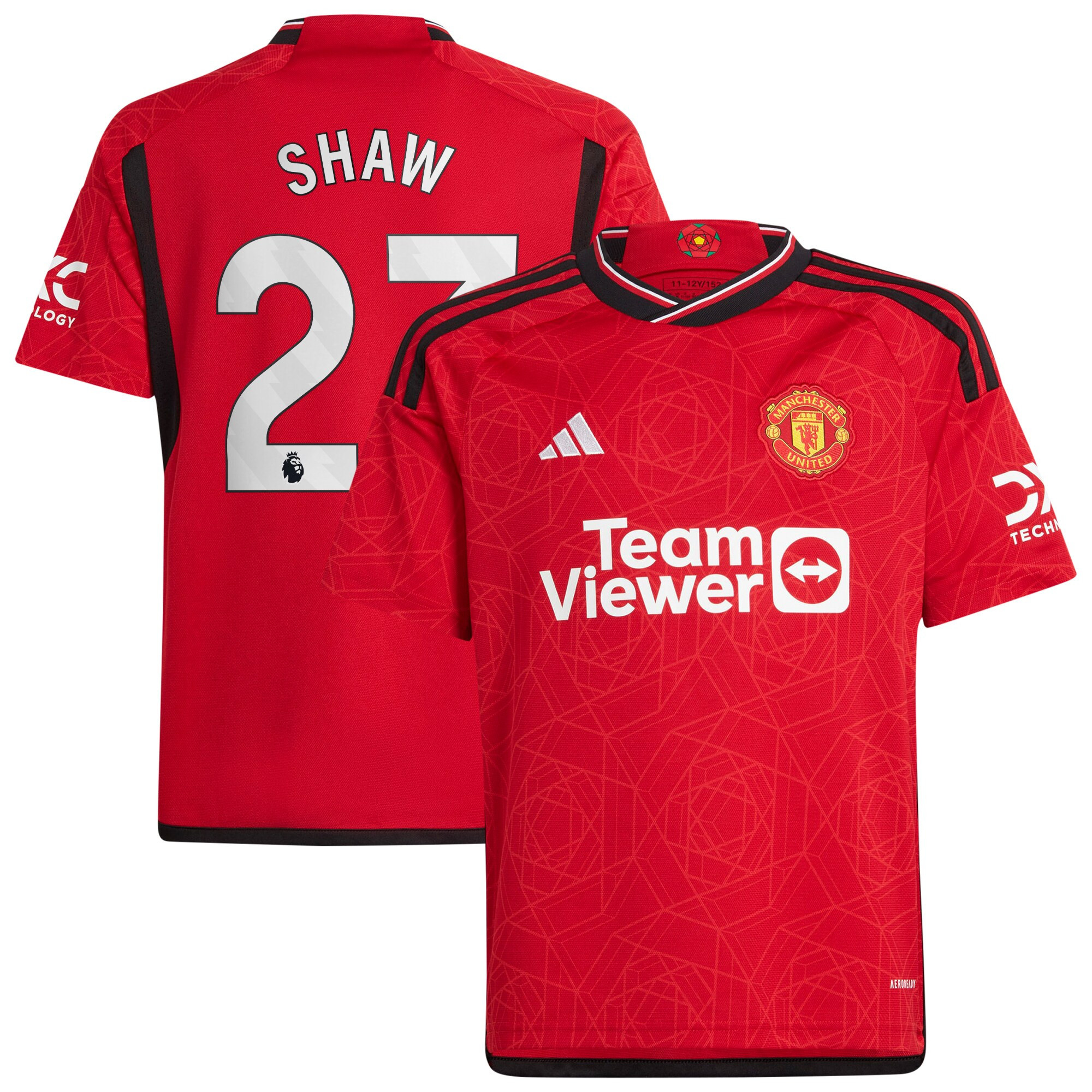 Luke Shaw 23 Manchester United 2023-24 Youth Home Jersey – Red