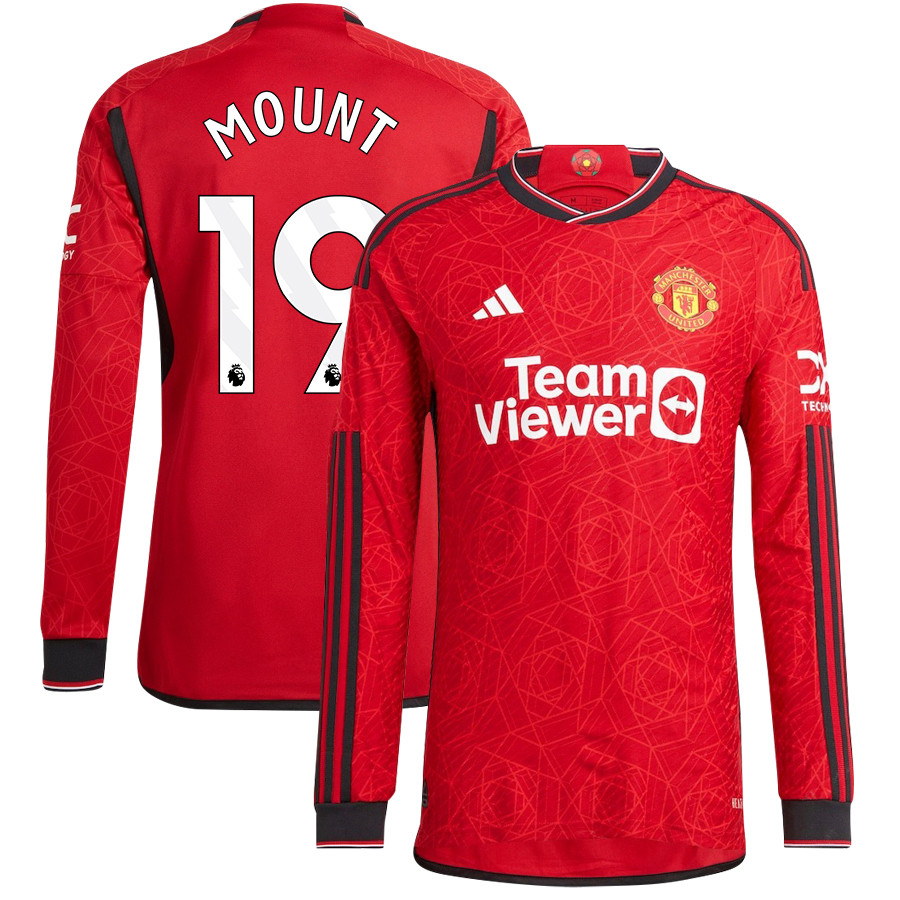Mason Mount 19 Manchester United 2023-24 Home Men Jersey – Long Sleeve