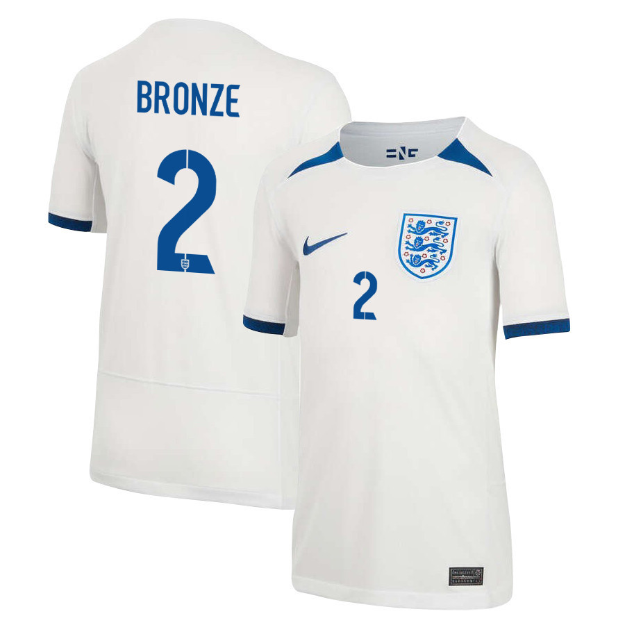 Lucy Bronze 2 England Women's National Team 2023-24 World Cup Home Jersey, YOUTH