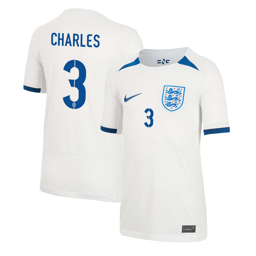 Niamh Charles 3 England Women's National Team 2023-24 World Cup Home Jersey, YOUTH