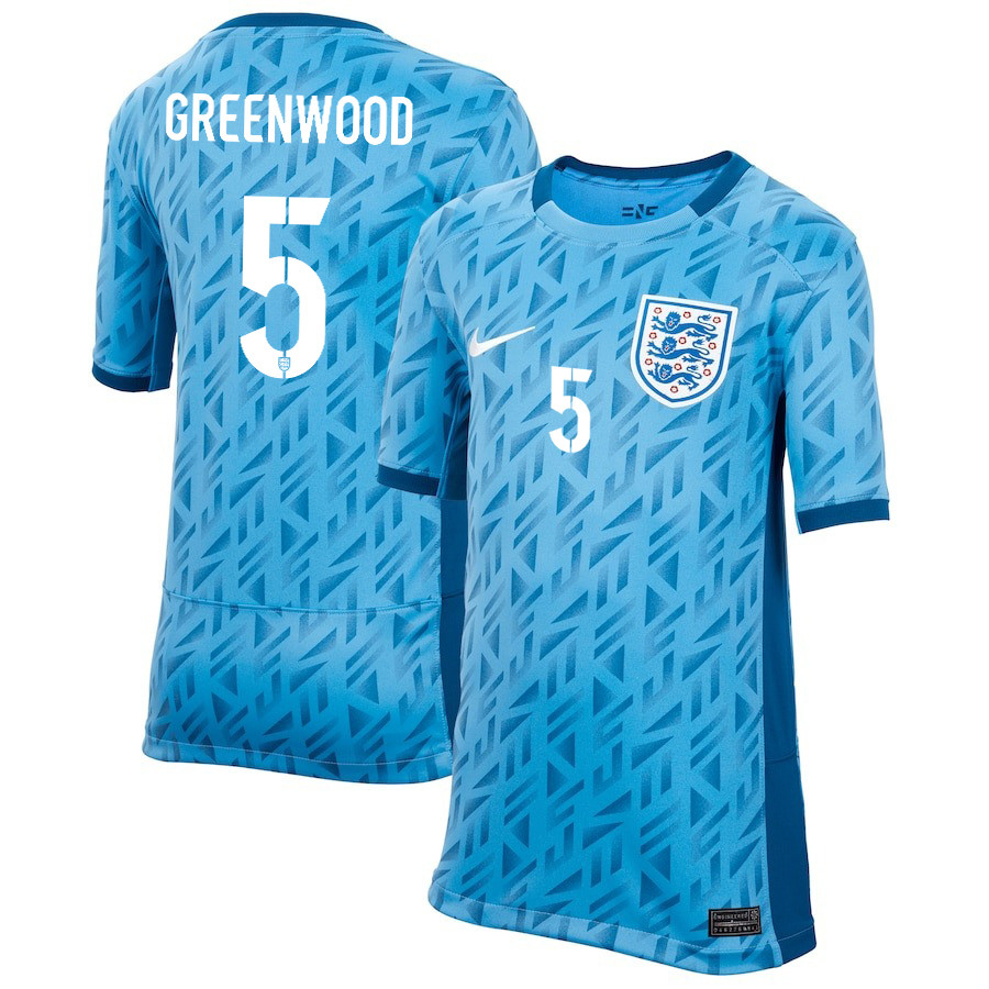 Alex Greenwood 5 England Women's National Team 2023-24 World Cup Away Jersey, YOUTH