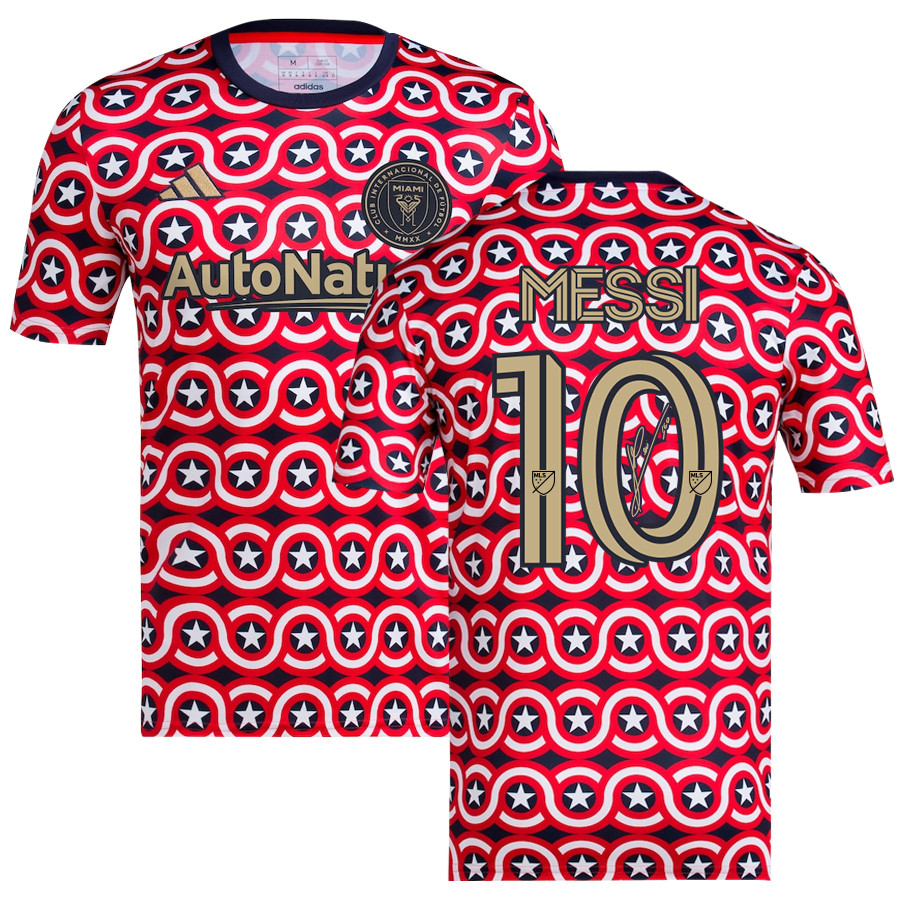 Lionel Messi 10 Signed Inter Miami 2023 Americana x Captain America Pre-Match Top – Red
