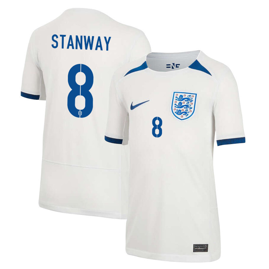Georgia Stanway 8 England Women's National Team 2023-24 World Cup Home Jersey, YOUTH