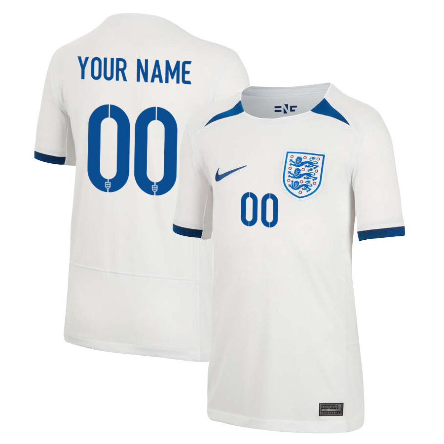 England Women's National Team 2023-24 World Cup Custom 00 Home Jersey, YOUTH