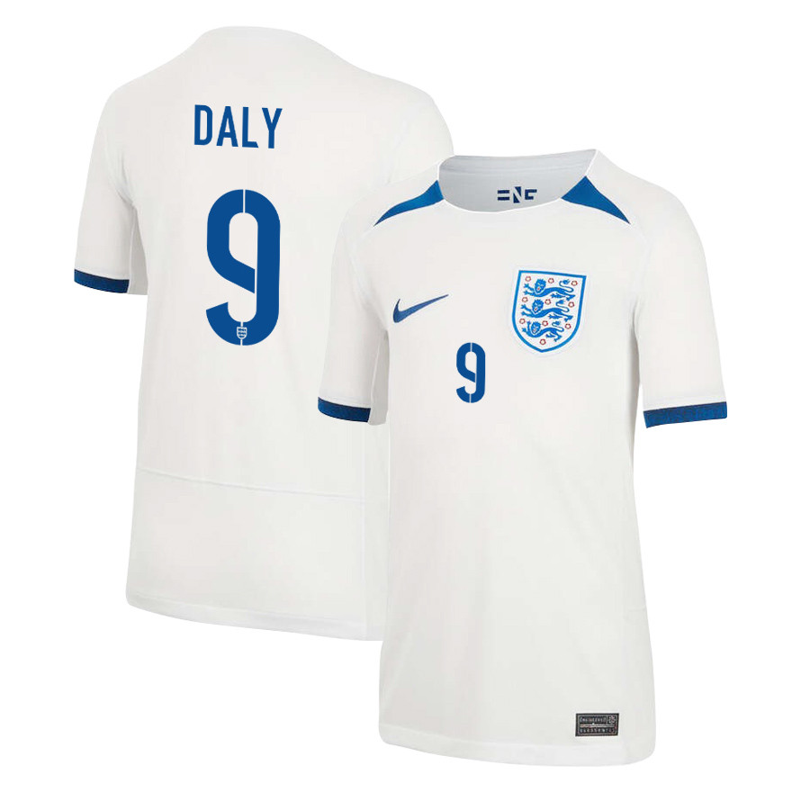 Rachel Daly 9 England Women's National Team 2023-24 World Cup Home Jersey, YOUTH