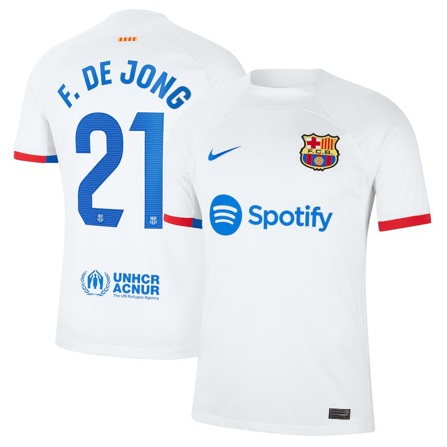 Frenkie de Jong 21 Barcelona 2023/24 Away Men Jersey – White