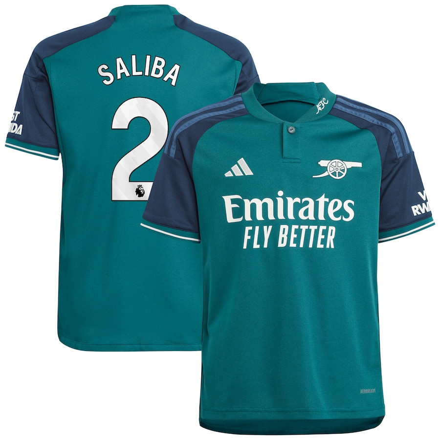 William Saliba 2 Arsenal 2023/24 Third YOUTH Jersey – Green
