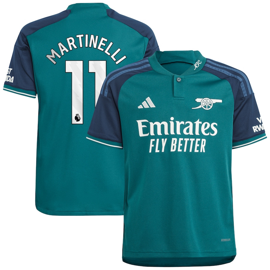 Gabriel Martinelli 11 Arsenal 2023/24 Third YOUTH Jersey – Green