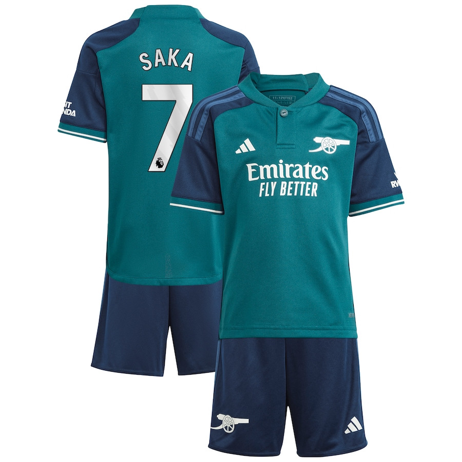 Bukayo Saka 7 Arsenal 2023/24 Third Youth Kit Jersey – Green