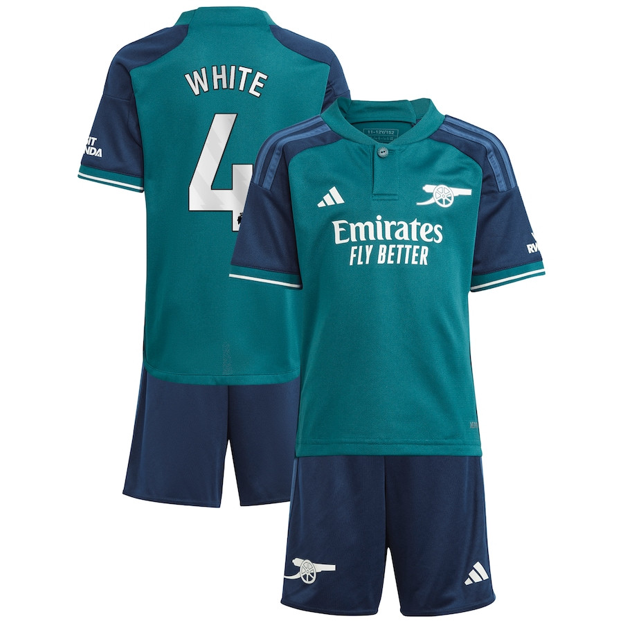Ben White 4 Arsenal 2023/24 Third Youth Kit Jersey – Green
