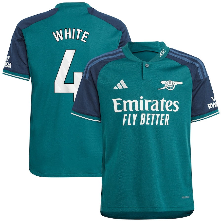 Ben White 4 Arsenal 2023/24 Third YOUTH Jersey – Green