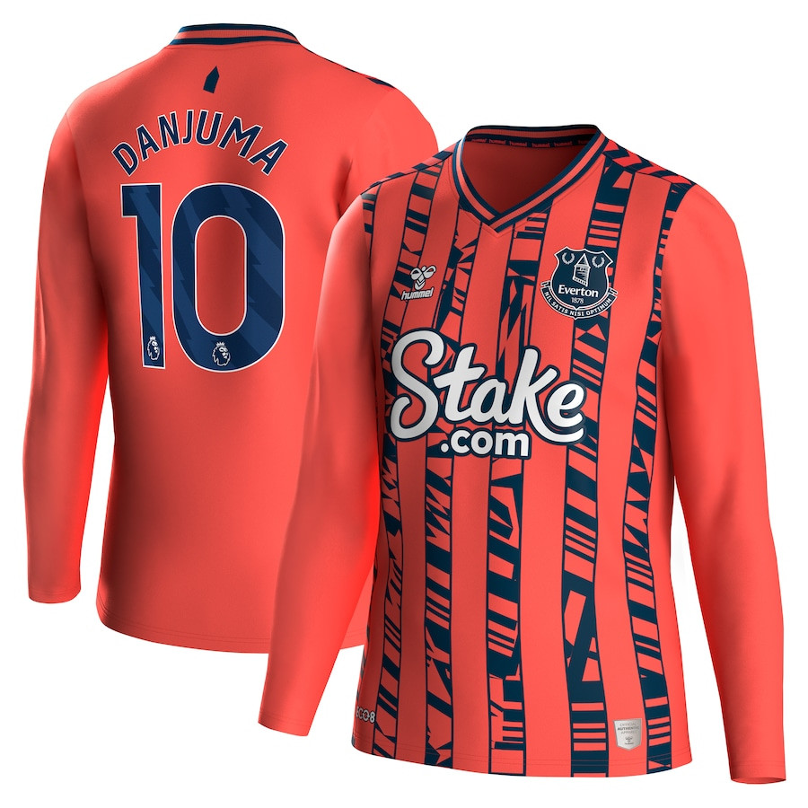 Arnaut Danjuma 10 Everton 2023/24 Hummel Away Long Sleeve Men Jersey – Orange