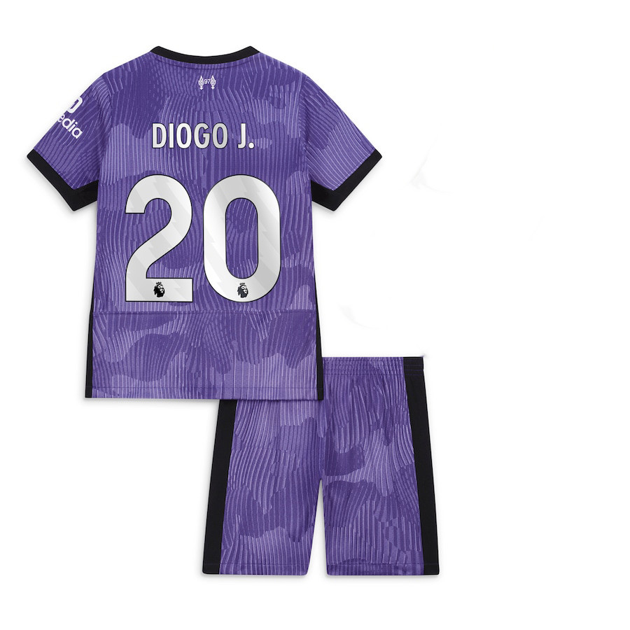 Diogo J. 20 Liverpool 2023-24 Third Kit Jersey, YOUTH Set – Purple