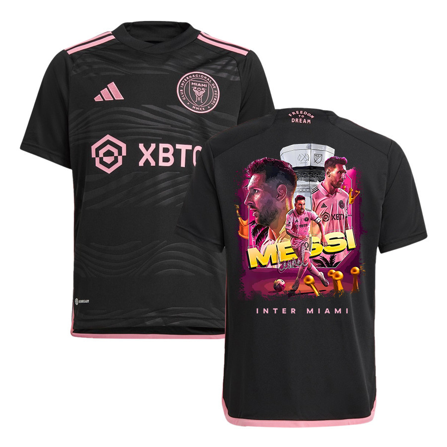 Lionel Messi 10 Inter Miami Celebrates Leagues Cup Win 2023 Black Jersey – YOUTH