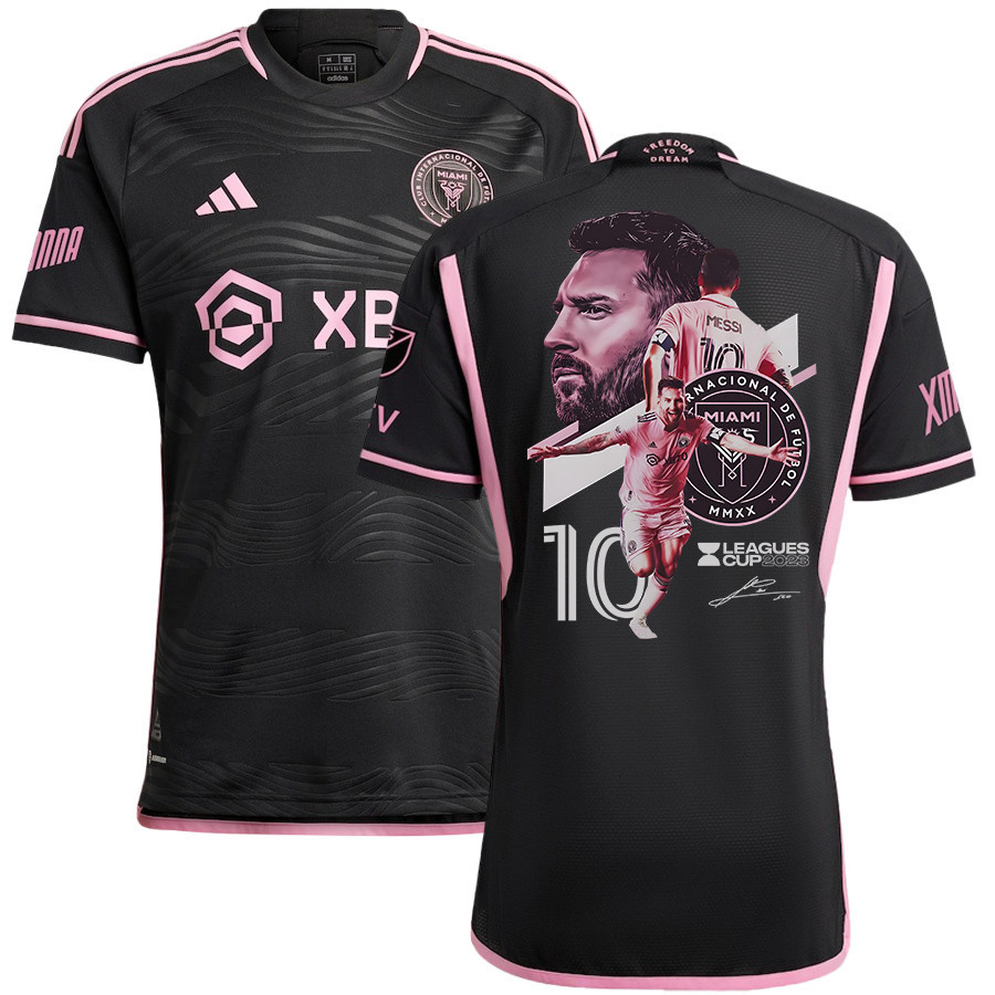 Lionel Messi 10 Inter Miami Clinches Leagues Cup Crown 2023 Black Jersey – Men, Player Version