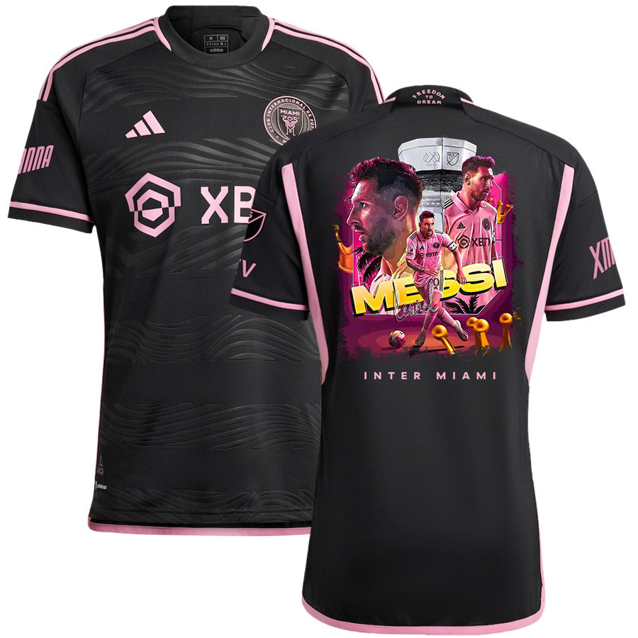 Lionel Messi 10 Inter Miami Celebrates Leagues Cup Win 2023 Black Jersey – Men, Player Version