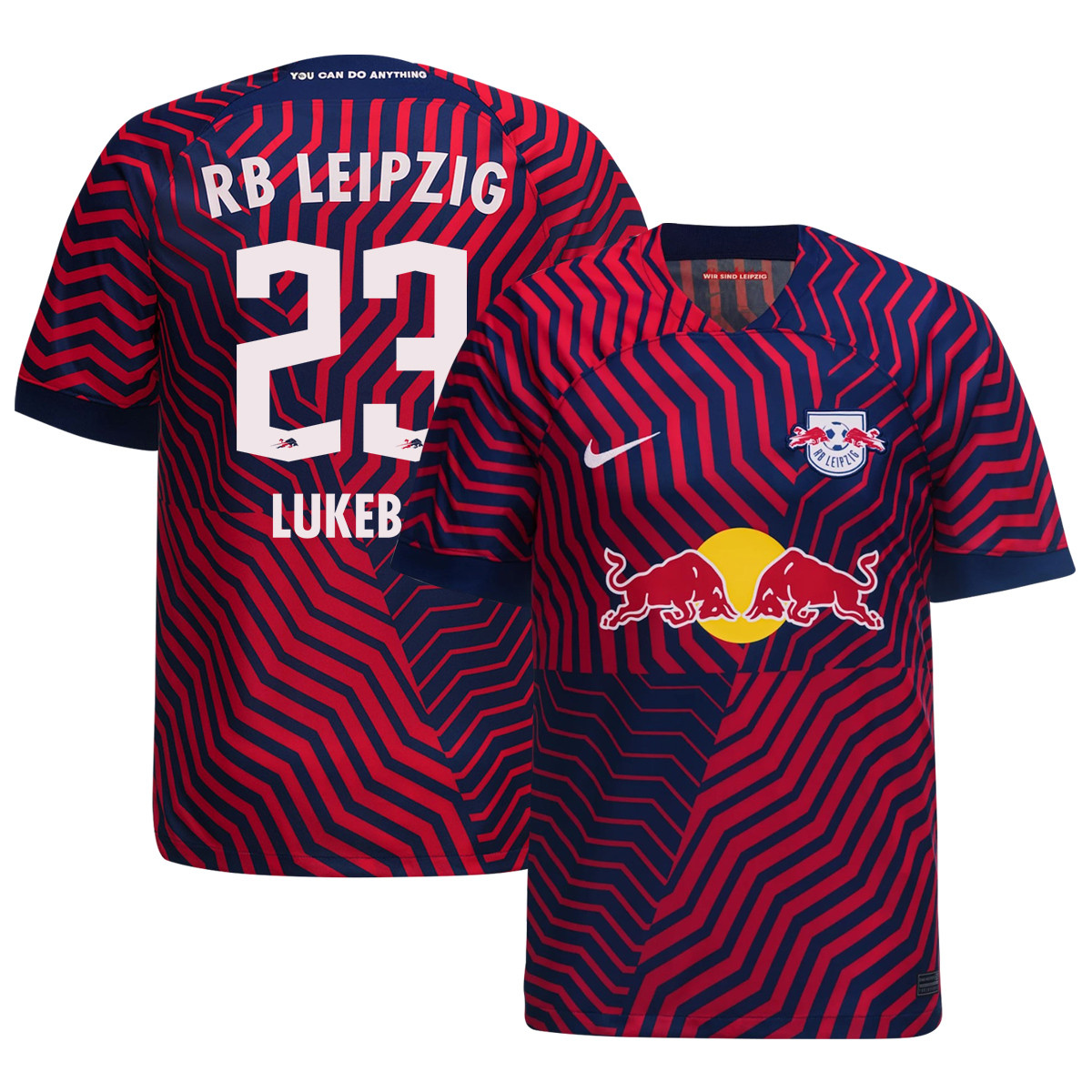 Castello Lukeba 23 RB Leipzig 2023-24 Away Men Jersey – Red Blue