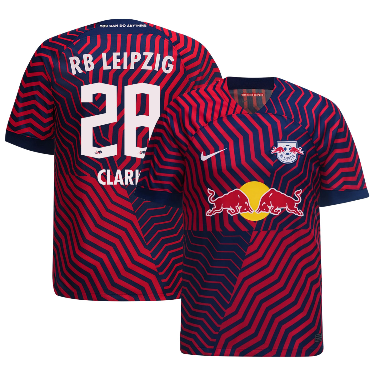 Caden Clark 28 RB Leipzig 2023-24 Away Men Jersey – Red Blue