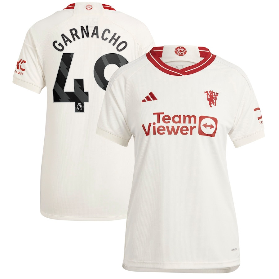 Alejandro Garnacho 49 Manchester United 2023/24 Third Women Player Jersey – White