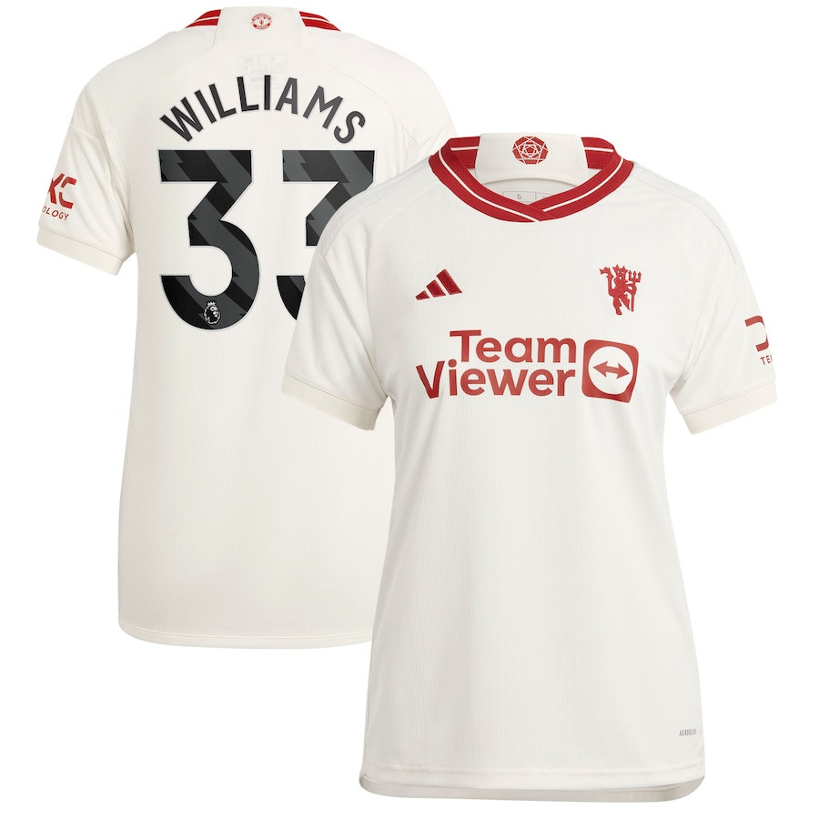 Brandon Williams 33 Manchester United 2023/24 Third Women Player Jersey – White