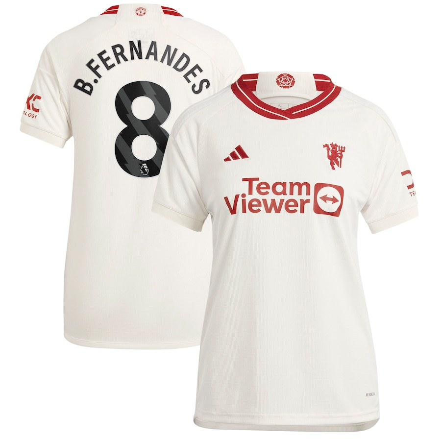 Bruno Fernandes 8 Manchester United 2023/24 Third Women Player Jersey – White