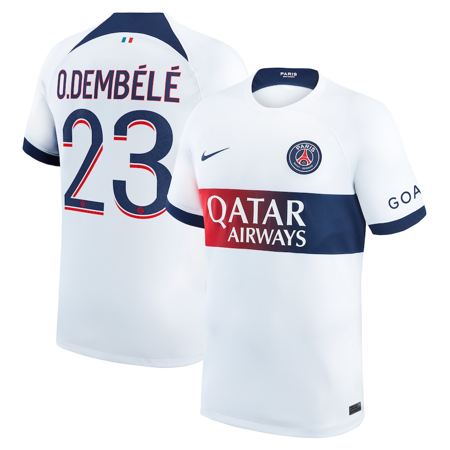 Ousmane Dembl 23 Paris Saint-Germain 2023/24 Away Men Jersey – White