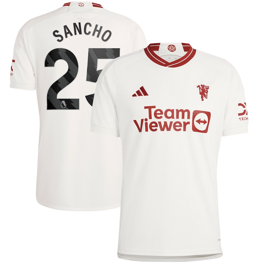 Jadon Sancho 25 Manchester United 2023/24 Third Men Player Jersey – White