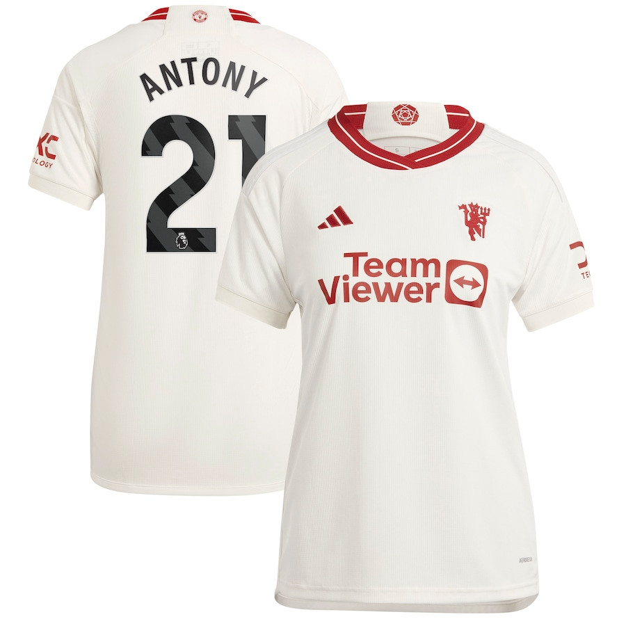 Antony 21 Manchester United 2023/24 Third Women Player Jersey – White
