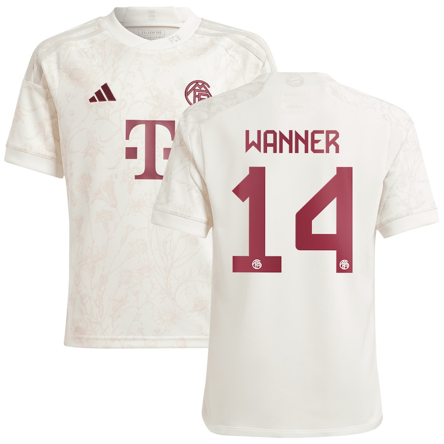 Paul Wanner 14 Bayern Munich 2023/24 Third Youth Jersey – White