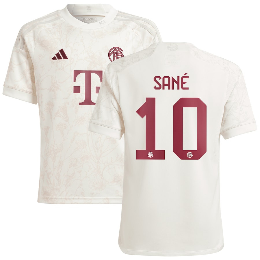 Leroy San 10 Bayern Munich 2023/24 Third Youth Jersey – White