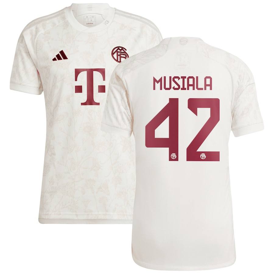 Jamal Musiala 42 Bayern Munich 2023/24 Third Men Jersey – White
