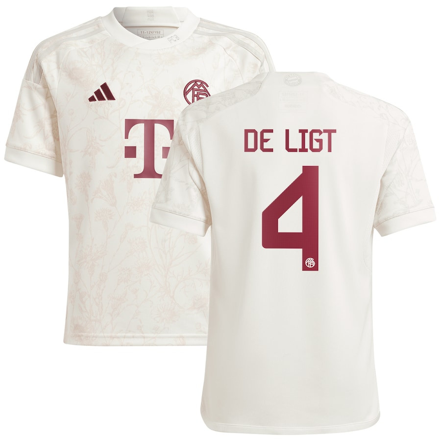 Matthijs de Ligt 4 Bayern Munich 2023/24 Third Youth Jersey – White