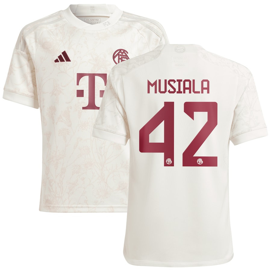 Jamal Musiala 42 Bayern Munich 2023/24 Third Youth Jersey – White