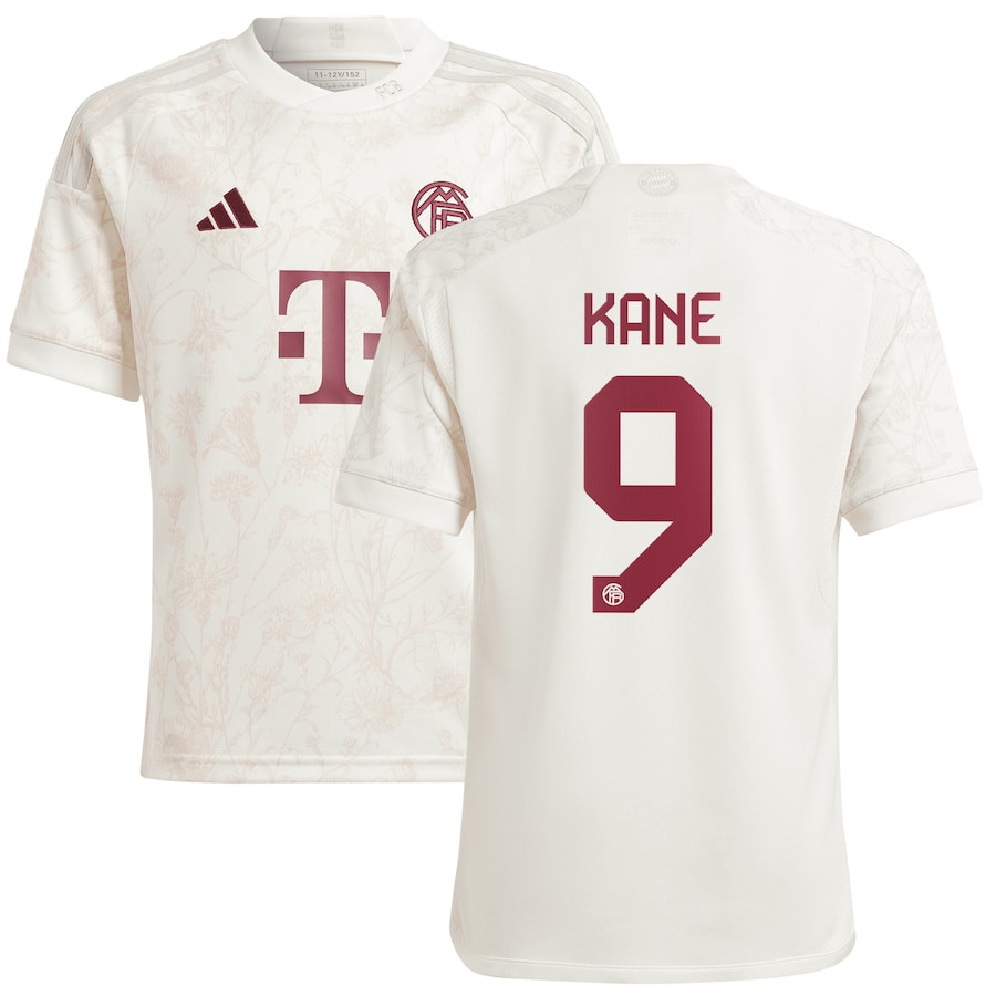 Harry Kane 9 Bayern Munich 2023/24 Third Youth Jersey – White