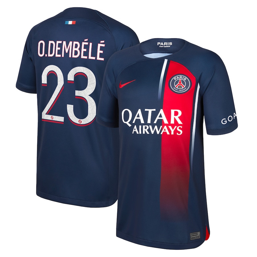 Ousmane Dembl 23 Paris Saint-Germain 2023/24 Home Youth Jersey – Navy