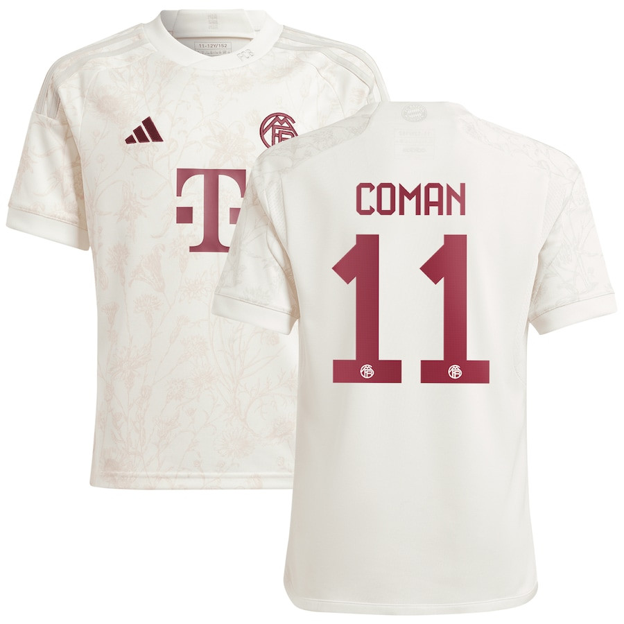Kingsley Coman 11 Bayern Munich 2023/24 Third Youth Jersey – White