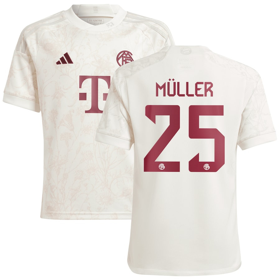 Thomas Mller 25 Bayern Munich 2023/24 Third Youth Jersey – White