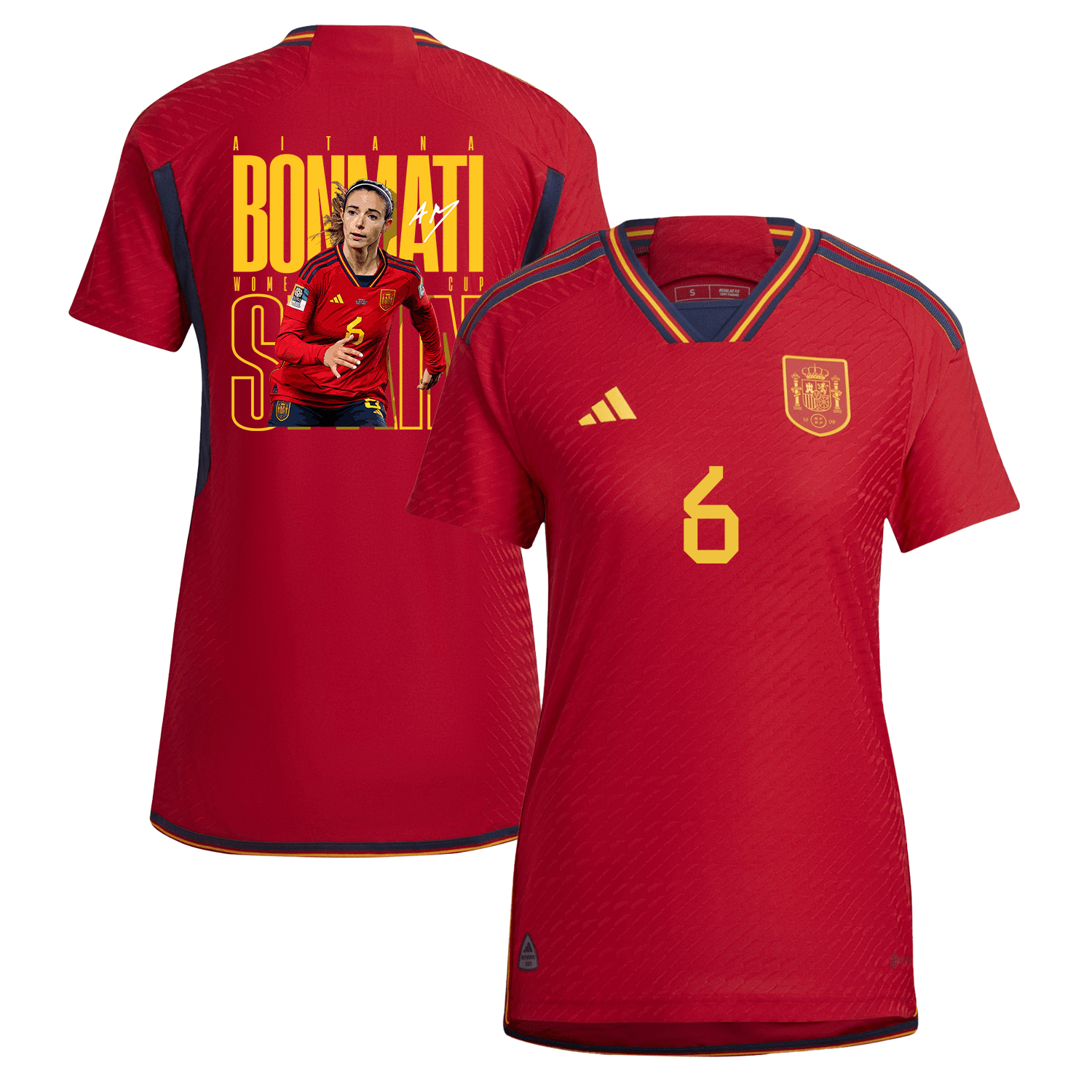 Aitana Bonmati 6 Signed Spain Women's National Team Road To Champions 2023-24 World Cup Home Women Jersey – Red