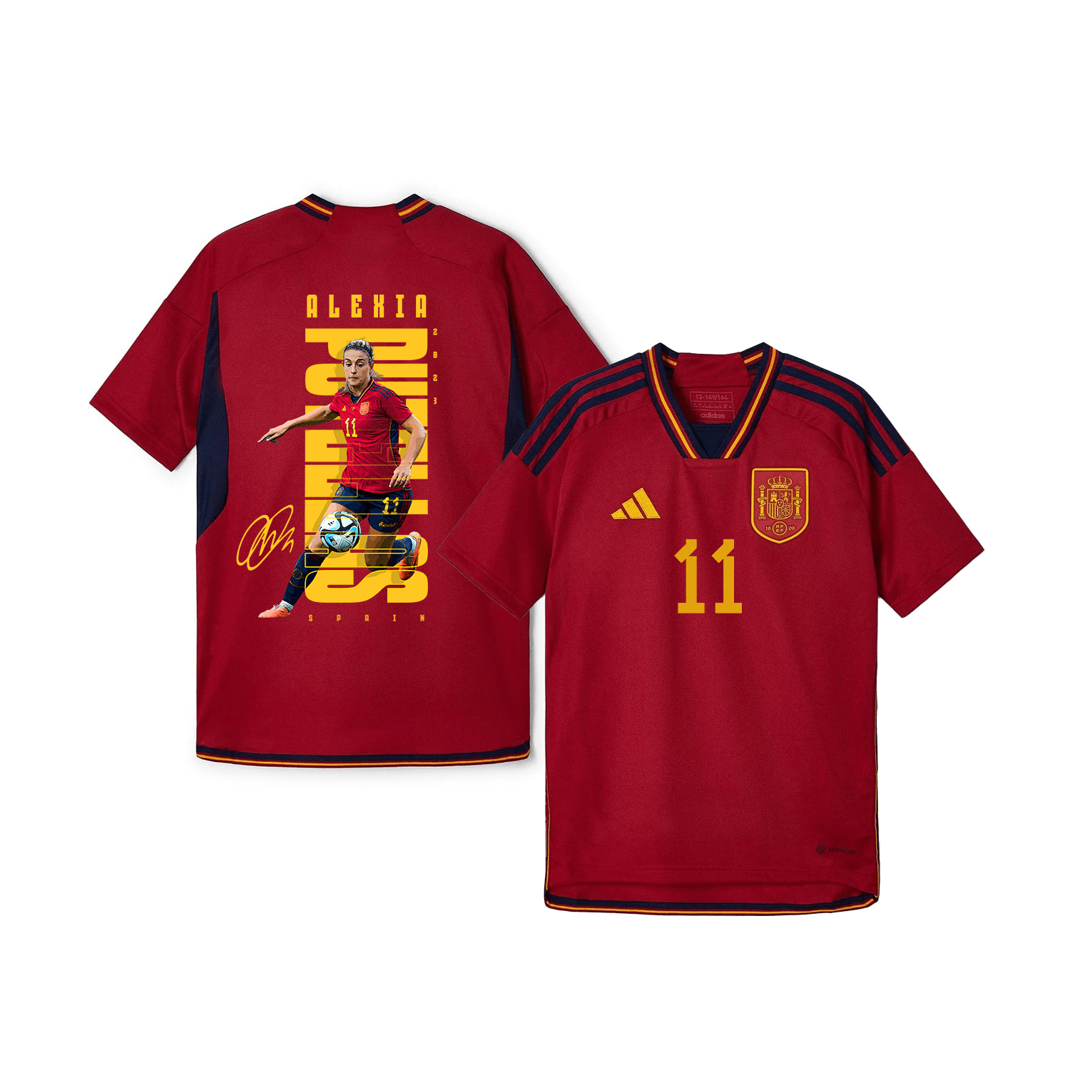 Alexia Putellas 11 Signed Spain Women's National Team Road To Champions 2023-24 World Cup Home YOUTH Jersey – Red