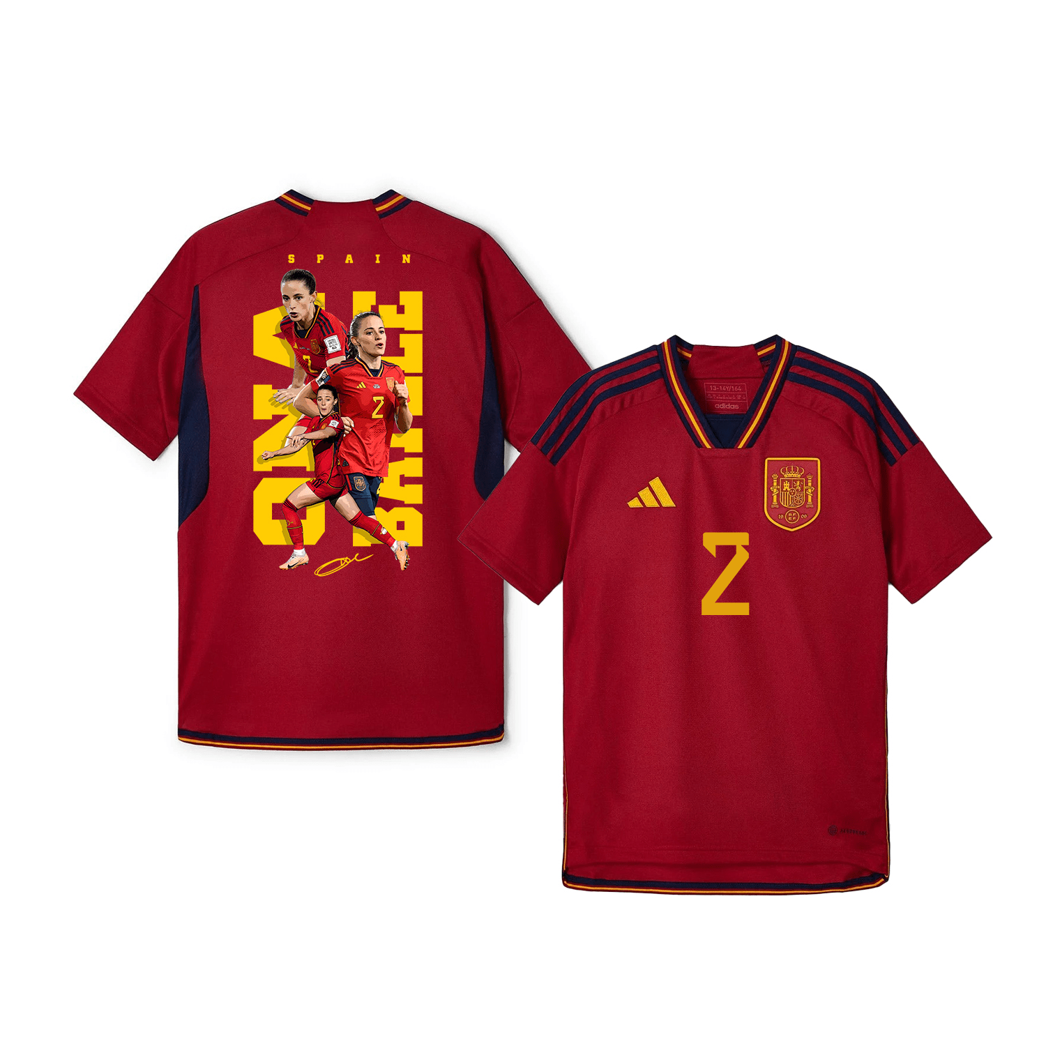 Ona Batlle 2 Signed Spain Women's National Team Road To Champions 2023-24 World Cup Home YOUTH Jersey – Red