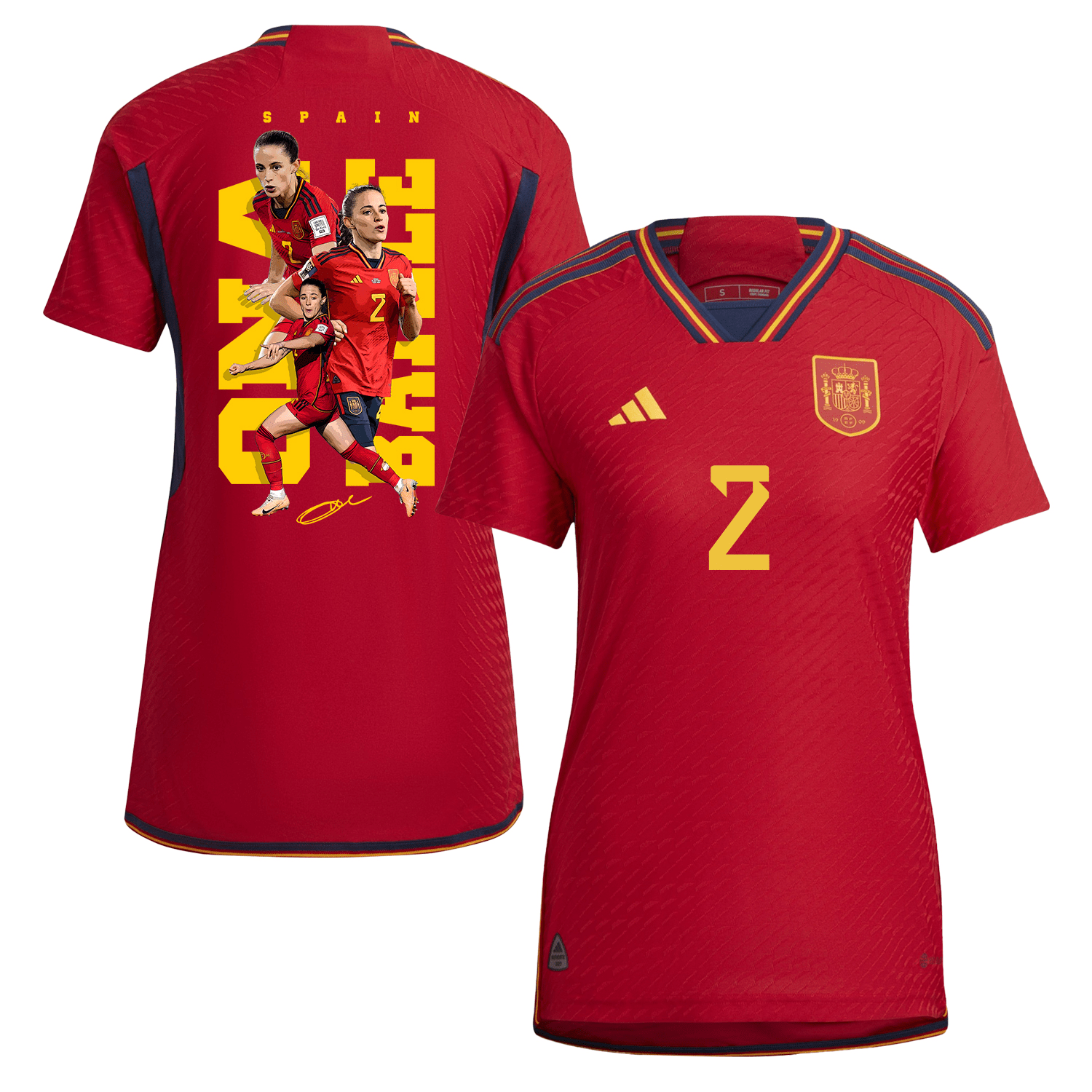 Ona Batlle 2 Signed Spain Women's National Team Road To Champions 2023-24 World Cup Home Women Jersey – Red